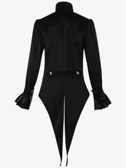 Black Gothic women's mid-length coat slim trench coat stand collar palace tuxedo