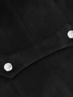 Black Gothic women's mid-length coat autumn and winter fashion slim trench coat dark stand collar palace tuxedo