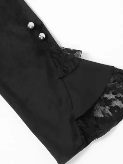 Black Gothic women's mid-length coat autumn and winter fashion slim trench coat dark stand collar palace tuxedo