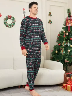 Black Green Fair Isle Family Christmas Pajamas 2026