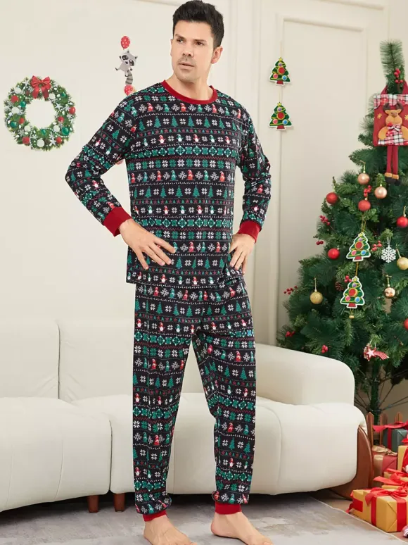 Black Green Fair Isle Family Christmas Pajamas 2026