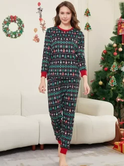 Black Green Fair Isle Family Christmas Pajamas 2026