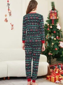 Black Green Fair Isle Family Christmas Pajamas 2026