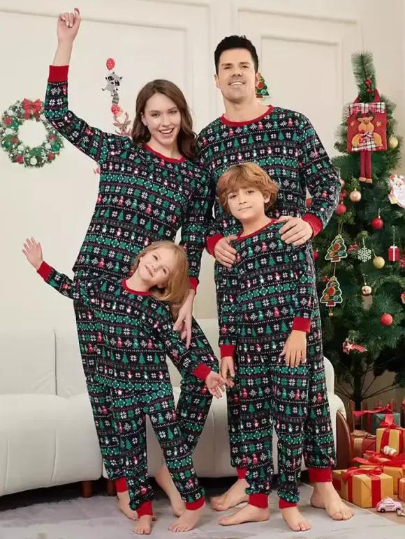 Black Green Fair Isle Family Christmas Pajamas 2026