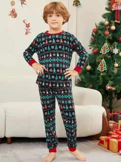 Black Green Fair Isle Family Christmas Pajamas 2026