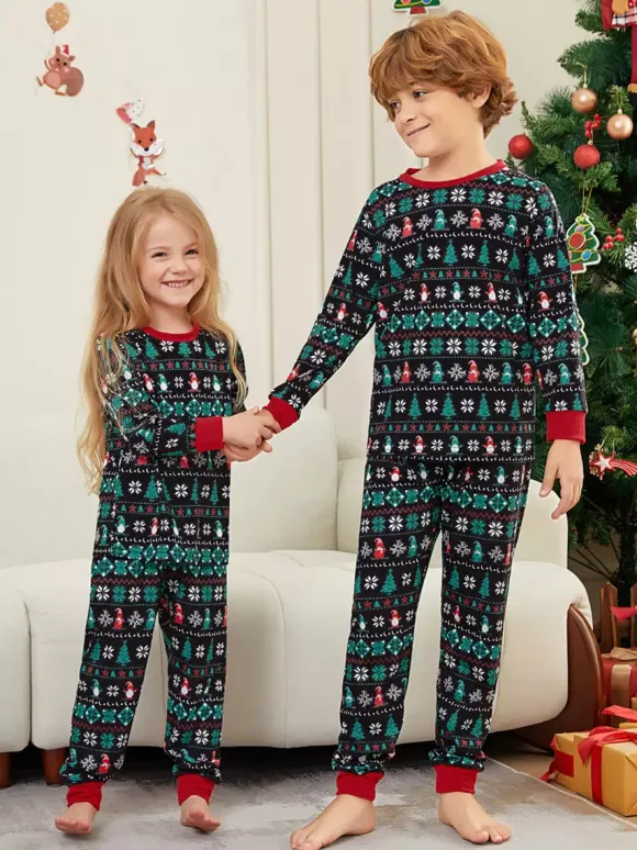 Black Green Fair Isle Family Christmas Pajamas 2026