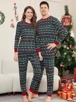 Black Green Fair Isle Family Christmas Pajamas 2026