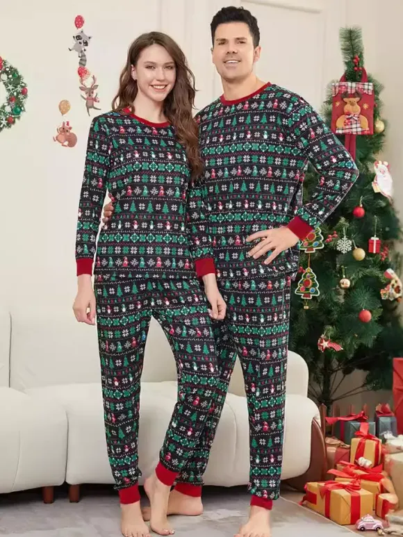 Black Green Fair Isle Family Christmas Pajamas 2026
