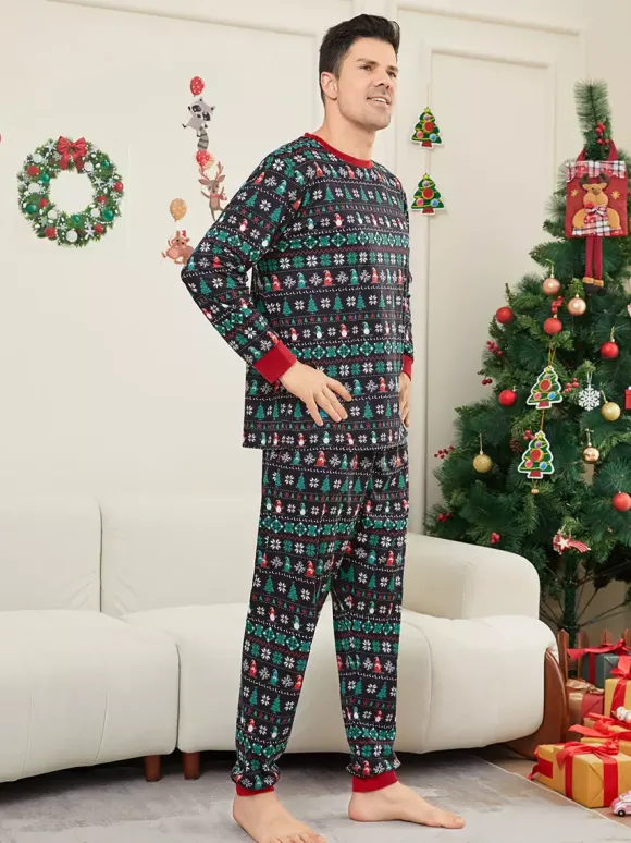Black Green Fair Isle Family Christmas Pajamas 2026