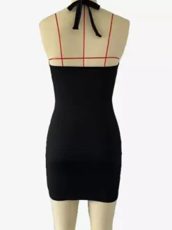 Black Halter Neck Cut-Out Bodycon Mini Dress With Metal Detail 2026