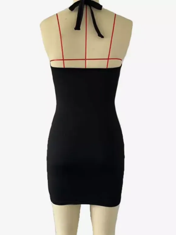 Black Halter Neck Cut-Out Bodycon Mini Dress With Metal Detail 2026
