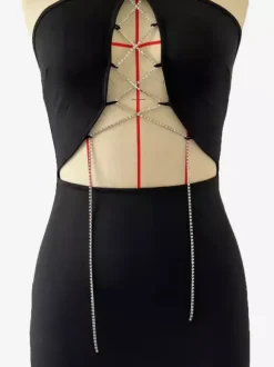 Black Halter Neck Cut-Out Bodycon Mini Dress With Metal Detail 2026