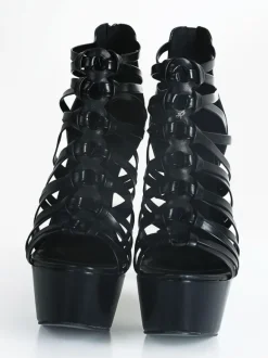 Black High Heel Sandals Open Toe Strappy Sandal Size US5-13