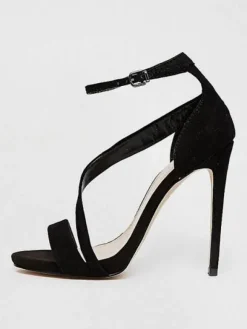 Black High Heel Sandals Open Toe Strappy Prom Shoes Women Homecoming Shoes