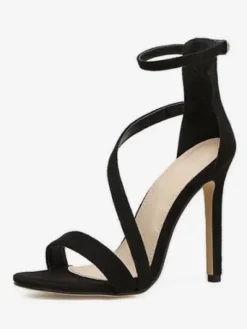 Black High Heel Sandals Open Toe Strappy Prom Shoes Women Homecoming Shoes
