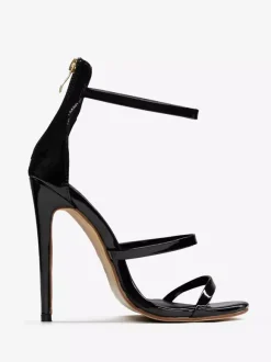Black High Heel Sandals Strappy Open Toe Stiletto Heel Dress Shoes