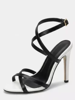 Black High Heel Sandals Women's Open Toe Stiletto Heel Prom Shoes