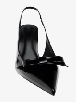 Black High Heels Bows Slingback Stiletto Heel Dress Shoes