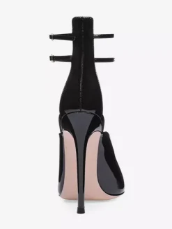 Black High Heels Pointed Toe Ankle Strap Dress Shoes For Women