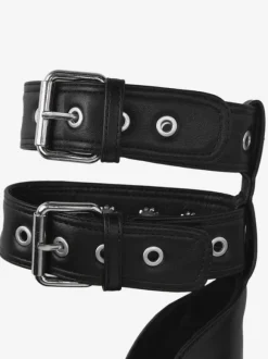 Black High Heels Pointed Toe Buckle Detail Stiletto Heel Pumps