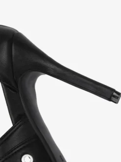 Black High Heels Pointed Toe Buckle Detail Stiletto Heel Pumps