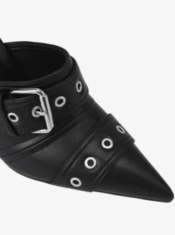 Black High Heels Pointed Toe Buckle Detail Stiletto Heel Pumps
