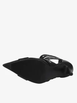Black High Heels Pointed Toe Buckle Detail Stiletto Heel Pumps
