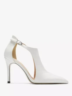Black High Heels Snake Pattern Pointed Toe Cut Out Ankle Strap Dress Shoes
