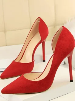 Black High Heels Suede Pointed Toe Stiletto Heel Pumps Women Dress Shoes