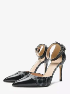 Black High Heels Women's Pointed Toe Ankle Strap Pumps