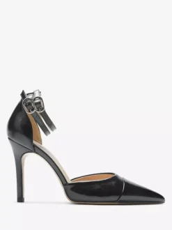 Black High Heels Women's Pointed Toe Ankle Strap Pumps