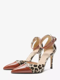Black High Heels Women's Pointed Toe Ankle Strap Pumps