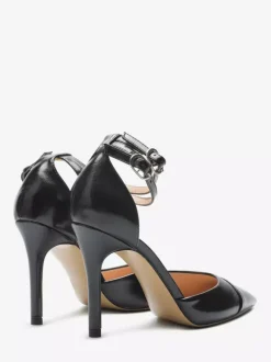 Black High Heels Women's Pointed Toe Ankle Strap Pumps