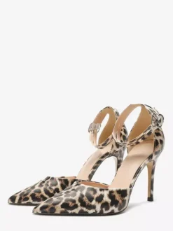 Black High Heels Women's Pointed Toe Ankle Strap Pumps