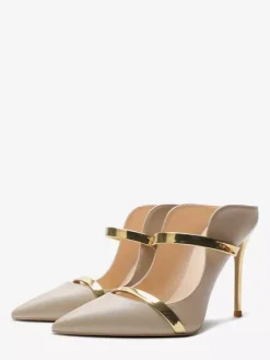 Black High Heels Women's Pointed Toe Backless Pumps