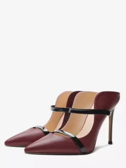 Black High Heels Women's Pointed Toe Backless Pumps