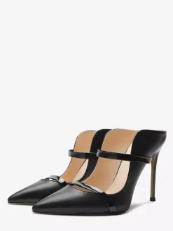 Black High Heels Women's Pointed Toe Backless Pumps