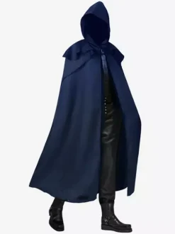 Black Hooded Cloak Unisex Medieval Gothic Vampire Cape Full Length Renaissance Costume