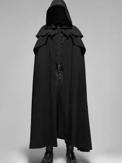 Black Hooded Cloak Unisex Medieval Gothic Vampire Cape Full Length Renaissance Costume