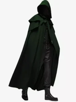 Black Hooded Cloak Unisex Medieval Gothic Vampire Cape Full Length Renaissance Costume