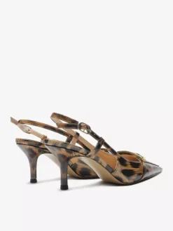 Black Kitten Heel Pumps Pointed Toe Buckle Detail Slingback Shoes