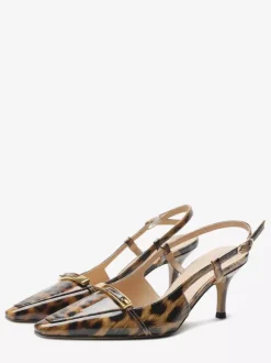 Black Kitten Heel Pumps Pointed Toe Buckle Detail Slingback Shoes