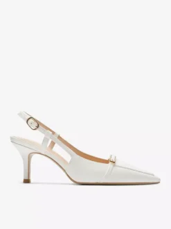 Black Kitten Heel Pumps Pointed Toe Buckle Detail Slingback Shoes