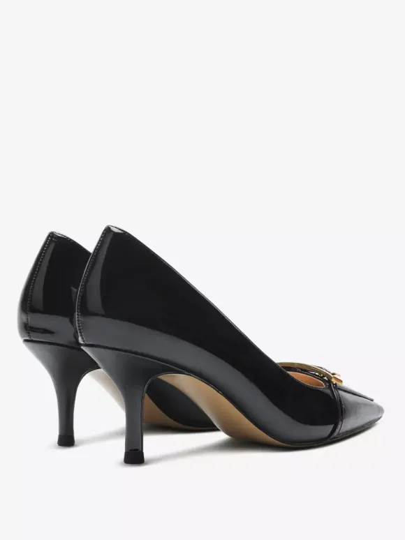 Black Kitten Heel Pumps Women's Pointed Toe Slip On Dress Shoes