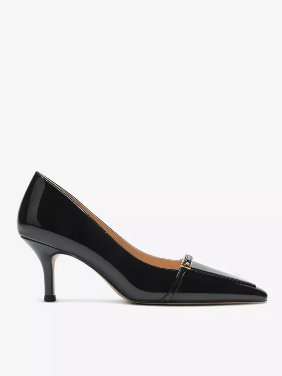 Black Kitten Heel Pumps Women's Pointed Toe Slip On Dress Shoes