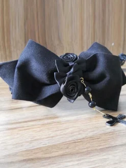 Black Lace Flower Bow Synthetic Lolita Hair Accessories