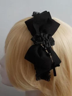Black Lace Flower Bow Synthetic Lolita Hair Accessories