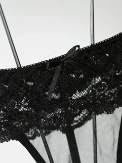Black Lace Panties Bows Sexy Thong For Women