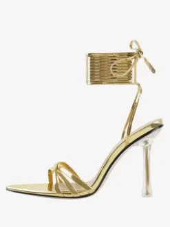 Black Lace Up Sandals High Heel Open Toe Dress Shoes