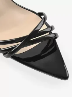 Black Lace Up Sandals High Heel Open Toe Dress Shoes